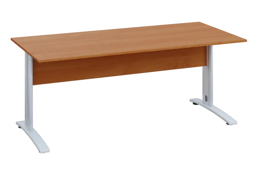 EPK 28 - 18 stůl kancelářský, kovová podnož bílá, deska 25 mm, široký 1800 mm, olše jantar